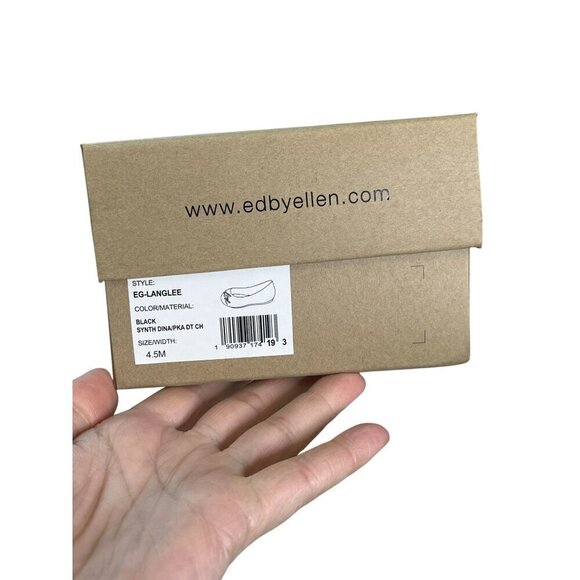 NIB Ed By Ellen Degeneres Black Faux Leather Ballet Flats Embroidered Love 4.5M - Picture 8 of 9